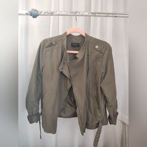 olive green biker jacket